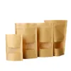 10 pcs Brown Kraft Paper Bag Zip Bloqueio Saco Com Janela Presente Embalagem Stand Up Bolsas Bolsas Kraft Zipper