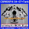 Yellow black hot Body For HONDA CBR 600F4i CBR600 FS CBR600F4i 04 05 06 07 281HM.22 CBR 600 F4i CBR600 F4i 2004 2005 2006 2007 Fairings kit