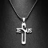 Jésus pendentif collier en acier inoxydable bijoux chrétiens homme femmes argent jésus Christ croix prière foi religieux colliers