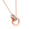 Lock Your Love Collares RingCircles Colgante Oro rosa de 18 quilates Circón Accesorios de diseño únicos y creativos para mujeres Collar de joyería para mujer