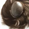 Europejskie naturalne włosy Brown Human Hair Men Men Toupee Pełna skóra pu toupe -fryzur System wymiany 7x9 cala proste mężczyźni W9873899