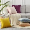 Soft Velvet Pillow Cover Cushion Cover Luxury Square Decorative Pillowscase With Tassel Balls For Sofa Bed Car Home Throw Pillow Case 18*18