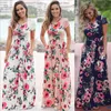 Mode-Frauen Blumendruck Kurzarm Boho Kleid Abendkleid Party Langes Maxikleid Sommer Sommerkleid 10 Stück OOA3238