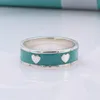 Silver 925 Double T Blue Enamel Ring Female Brand Hears Christmas Blue European 및 American Wind Couple Ring Male3784626