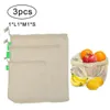 3Pcs Reusable Produce Bags for Fruit Vegetable Drawstring Cotton Mesh Potato Onion Storage Bags Home Kitchen Organizer Supplies K213