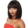 Kvinnors Kort Bob Style Straight Parys Brasilianska Hår African Americ Amiculation Human Hair Short Bob Straight Wig med Bang