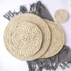 Round Rattan Placemats Natural Corn Straw Woven Dining Table Mats Heat Insulation Pot Holder Cup Coasters Kitchen Accessories yq01983
