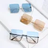 Fashion Children gradient sunglasses INS new kids half square frame outdoor goggles girls boys cool beach adumbral glasses C6357