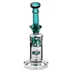 Green Inner Perc Fab Egg Wasserpfeifen Bongs Bubbler Dicke Glasbongrohre mit 14,4 mm Schüsselstück Recycler Bohrinsel Lila Wasserpfeife Dab Rigs