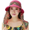 Damen Damen Sommer Strand Big Large Wide Brim Faltbare Reise Blumendruck UV-Schutz Sun Floppy Sunblock Hut Visier Cap