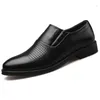 Hot Sale-Office Buty Mężczyźni 2019 Wentylacja Otwór Skórzane męskie Sukienka Buty Business Classic Buty Mężczyźni Formalny Sepatu Slip On Pria