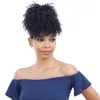 African American Black High Puff Ponytail med 2 klipp - Hög Updo Hair Pieces Kinky Curly Human Hair Afro Bun Black Women -Natural Chignon