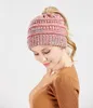 Fashion-New Premium Amazon Hot-selling Mixed-colour Knitted Wool Hats Ladies Do not Label Horsetail Hats Europe and America