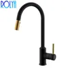 2019 New Arrival High Quality Water saving Brass Deck Mounted Black Pullout Kitchen Faucet Sink Mixer Tap