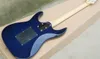 Classical Dark Blue Electric Guitar with ASH Body,Tremolo Floyd Rose,Black Pickguard,Rosewood Fingerboard,can be customized.