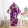 Casamento noiva dama de honra floral robe cetim roupão de noite para mulher quimono sleepwear elegante roupas casuais