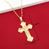 fjxp24k Gold Jesus Cross Pendant Necklace Gold Color Women Men Jewelry Religious Cross Ne