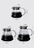 350ML / 600ML / 800ML خشبي بين قوسين زجاج القهوة المنقط وطقم حلل Japness نمط V60 زجاج القهوة تصفية مرشحات قابلة لإعادة الاستخدام القهوة