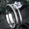 Mode fiançailles femme cubique zircone anneau pour femmes femme Double anneaux ensemble Bijoux dames amant mariage Bijoux fête