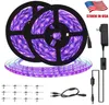 Zasoby w USA Hurtownie 10m 32.8ft LED ultrafioletowy Purpurowy Black Light Strip 2835 DC 12 V Noc Łódź rybacka UV Lampa elastyczna Lampa