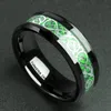 Black Tungsten Carbide Ring Dragon Wedding Ring with Black Carbon Fiber and Red Dragon Inlay 406