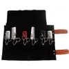 Echt Leer Haar Stylist Professionele Kapper Schaar Pouch Gevallen Salon Kapper Schaar Tool Holster Opvouwbare Tas 12 Zakken T190706