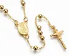 New Fashion Gold Silver Color Jesus Cross Pendant Necklace Beads Chain For Women Men Virgin Mary Rosary Prayer Religious Jewelry