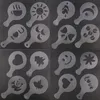 Cafe Spray Mall Barista Stencils Decoration Tool Fancy Mold Plastic 12pcsSet Coffee Printing Flower Model DH057715964256