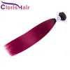 Burgundy Ombre Bundles 스트레이트 인간의 머리카락 브라질 버진 1B 붉은 색 확장 3pcs 거래 저렴한 부드러운 두 톤 자연 머리 직조