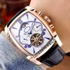 Nowy Kalpa Grande Tourbillon PF01125401 Faza księżyca Automatyczna męska zegarek Rose Gold Black Dial Czarne zegarki skórzane