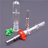 Hot 4 in 1 Glass Oil Burner Bong 14mm Collectors Dab Hookahs Straw Oil Rigs Micro NC 세트 수컷 티타늄 팁을 가진 흡연 수도관 세트