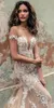 Champagne Julie Vino Mermaid Wedding Dresses Off Shoulder Deep Plunging Neckline Bridal Gowns Sweep Train Lace Wedding Dress Custom Made