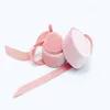 Round velvet jewelry box pink velvet bow banding handmade necklace ring jewelry box