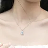 Vintage aquamarine blue crystal topaz gemstones diamond pendant necklaces for women white gold silver color jewelry fashion gift274r