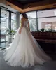 2020 elegante trouwjurken met afneembare mouw een-schouder bruidsjurk geappliceerd kant kralen pailletten sweep trein gewaden de mariée goedkoop