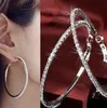 Hoop Earrings For Girls/Ladies Silver Tone Rhinestone Cluster Loop Earrings Fashion Accessories