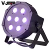 V-show USA Lager 8st Mini Flat LED par lampor 7 * 10W RGBW 4In1 mega svart fullfärg Uplight ir fjärrkontroll för bröllopssteg fest