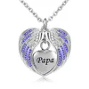 Angel Wing Urn Necklace for Ashes Cremation Memorial Keepsake Heart Pendant Birthstone Necklace for Papa Jewelry