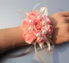 Flickor Brudtärna Handled Blommor Bröllopsbal Party Corsage Armband Tyg Hand Blommor Elastisk Snörning Blomma Bröllopsförsörjning 30st/lot GB302