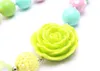 Lime Green Rose Flower Beads Kid Chunky Halsband Bright Color Design Diy Bubblegum Bead Chunky Halsband Barn smycken för småbarnflickor