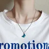 Clavicle Chain Blue Butterfly Pendant Necklace Korean Female Costume Drag Queen Jewelry 1 Pc for Women