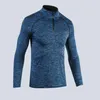 Men's stretch fitness T -shirts basketball training top tees high neck outdoor running leisure quick-drying sports long-sleeved zipper T-shirt