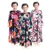 Moda niña floral vestido largo bohemio manga larga niños vestido de princesa bebé ropa niños flor de flores de impresión vestido de playa T-TA687