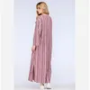 Kvinnor Bomull Linen Klänning Stor Storlek 5XL Stor storlek Kaftan Långärmad 2020 Sommar Striped Women Plus Long Maxi Boho Dresses