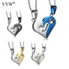 Mode- roestvrijstalen heren vrouwen paar ketting hanger hart liefde I love you hangers kettingen puzzel matching mode-sieraden