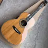 2022 Nuova chitarra acustica acustica da 40" con angoli arrotondati, top in abete rosso e pino rosso, tastiera in ebano palissandro, finiture in conchiglia di abalone.