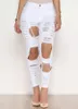 Vintage ripped women's jeans fashion high waist slim elastic pants skinny jeans with big hole white black sizs S M L XL 2XL 3XL