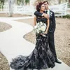 2020 New Black Lace Applique Slida Bröllopsklänningar Strand Brudklänning Crystal Modest Bohemian Bröllopsklänning Vestito da Sposa Korset Klänning