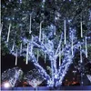Capodanno 30/50cm Pioggia di meteoriti per esterni Pioggia 8 Tubi Luci a stringa LED impermeabili per l'albero Decorazione della festa nuziale di Natale