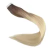 Nastro per estensioni dei capelli umani Balayage in Ombre da marrone scuro a castano chiaro e candeggina Bionda Nastro su capelli Remy Lisci 100 g 40 pezzi5537978